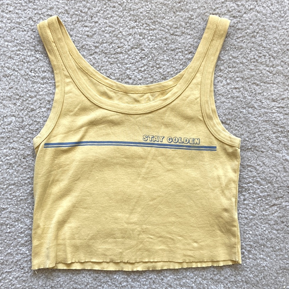 Yellow billabong women’s cropped tank top, size large
